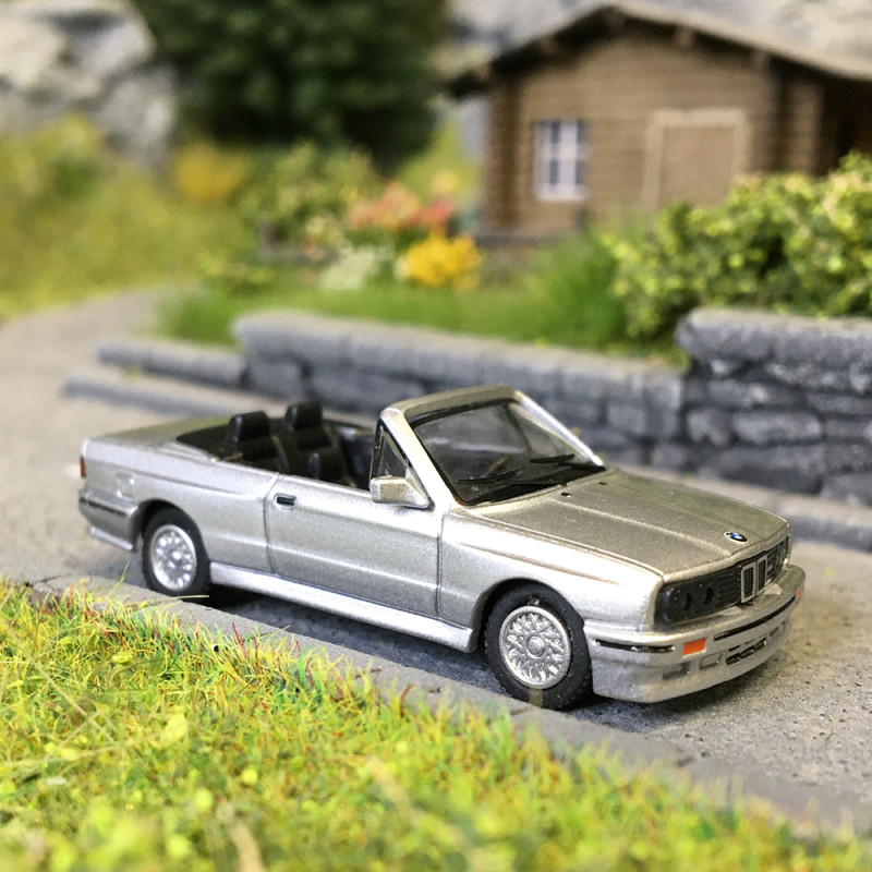 BMW M3 E30, cabriolet, argent, 1988 - Minichamps 870020232 - 1/87