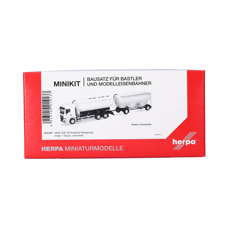 MiniKit: remorque silo à mamelle MAN TGS TM, blanc - Herpa 014137 - HO 1/87