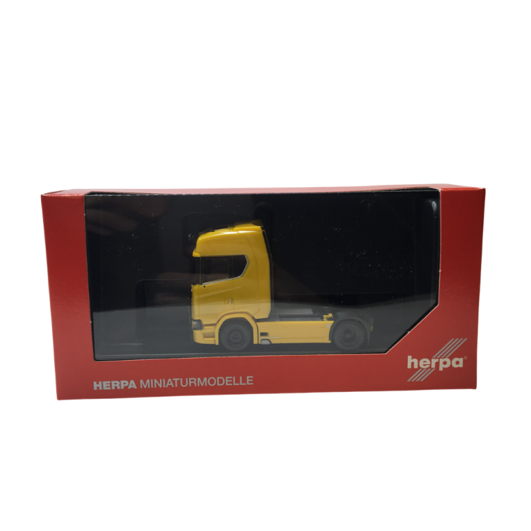 Tracteur Scania CS 20 HD avec rampe de phares et pare-buffle, 2 essieux, jaune - HERPA 310116-005 - HO 1/87 Tracteur Scania CS 20 HD avec rampe de phares et pare-buffle, 2 essieux, jaune - HERPA 310116-005 - HO 1/87