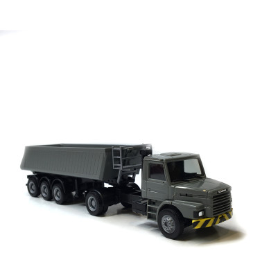 Semi-remorque benne Scania Hauber, gris - HERPA 319713 - HO 1/87