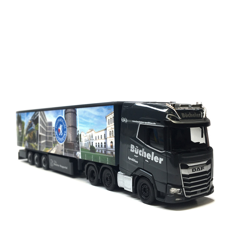 Semi-remorque bâchée DAF XG+ (6x2), Bücheler Wuppertal - HERPA 319737 - HO 1/87