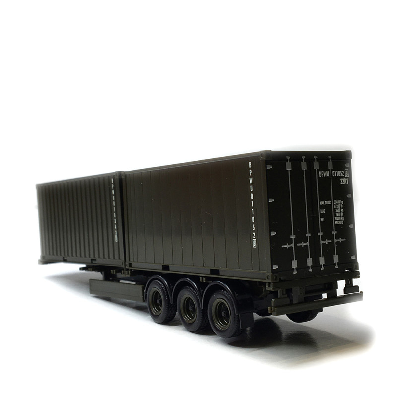 Remorque porte-conteneurs 3 essieux avec 2x20 pieds, Bundeswehr - HERPA 747240 - HO 1/87