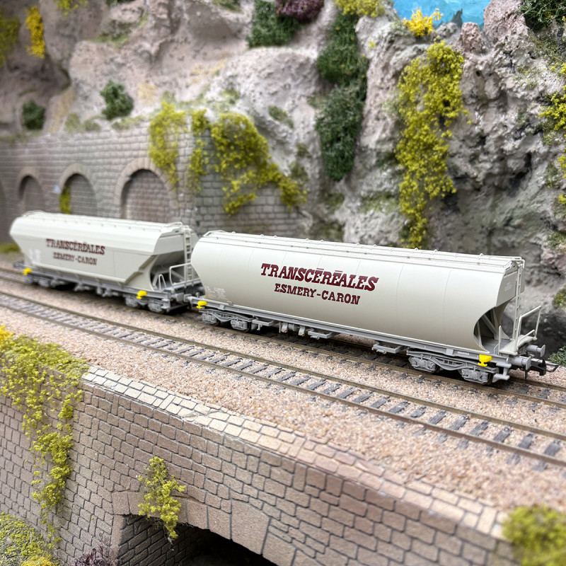2 wagons trémies Transcéréales, "Esmery-Caron, SNCF, Ep. IV - JOUEF HJ6314 - HO 1/87
