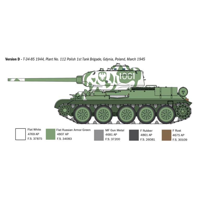 Char T-34/85 112, 1944, 6 versions - ITALERI 6758 - 1/35