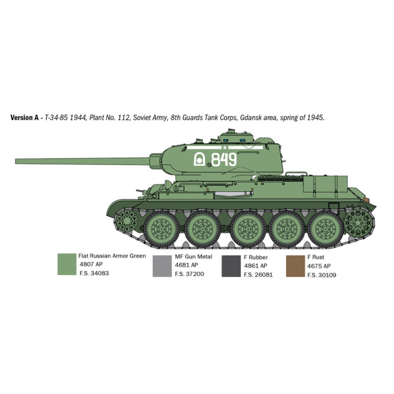 Char T-34/85 112, 1944, 6 versions - ITALERI 6758 - 1/35