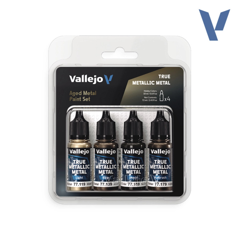 Pack Métal Vieilli - 18ml True Metallic Metal - VALLEJO 77.258
