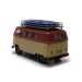 Volkswagen T1b camper, rouge et beige, chargé d'un canot gonflable, 1960 - Brekina 31639 - HO 1/87