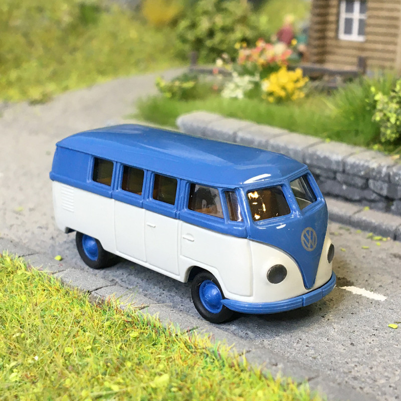 Volkswagen T1a Combi, bleu et gris clair, 1950 - Brekina 31034 - HO 1/87