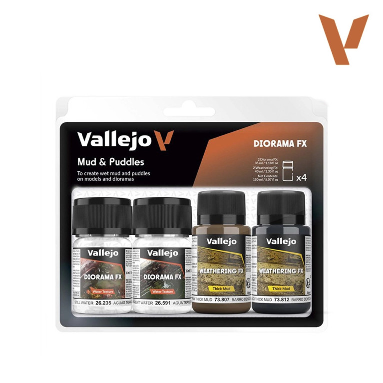 Set d'effets diorama 4x35ml - Boue et Flaques - VALLEJO 73.189