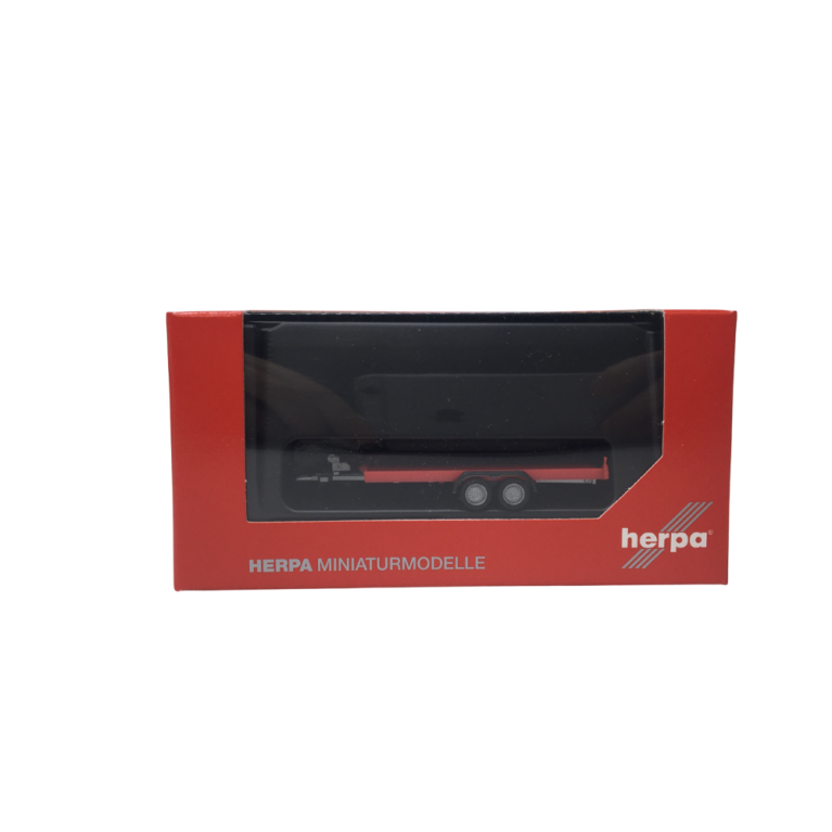 Remorque porte-voitures, 2 essieux, rouge - HERPA 052450-004 - HO 1/87