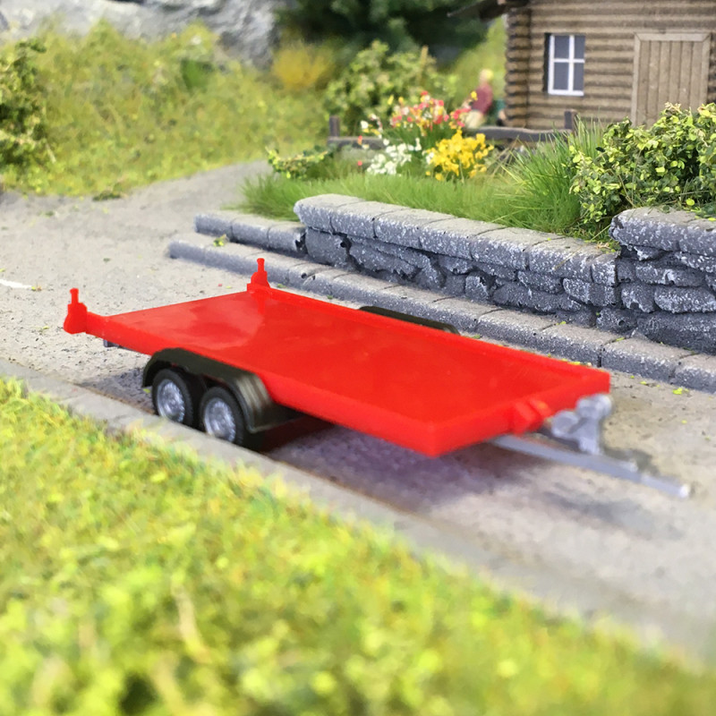 Remorque porte-voitures, 2 essieux, rouge - HERPA 052450-004 - HO 1/87