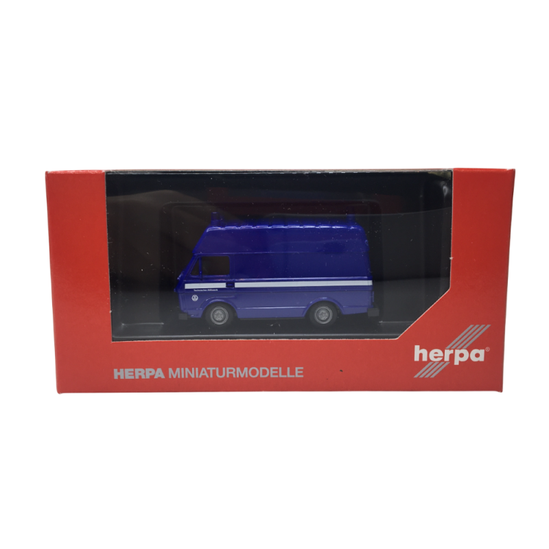 Volkswagen LT, fourgon toit surélevé, THW bleu, 1965 - HERPA 097628 - HO 1/87