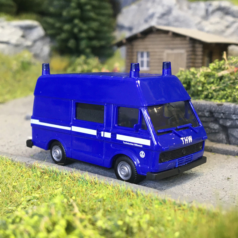 Volkswagen LT, fourgon toit surélevé, THW bleu, 1965 - HERPA 097628 - HO 1/87