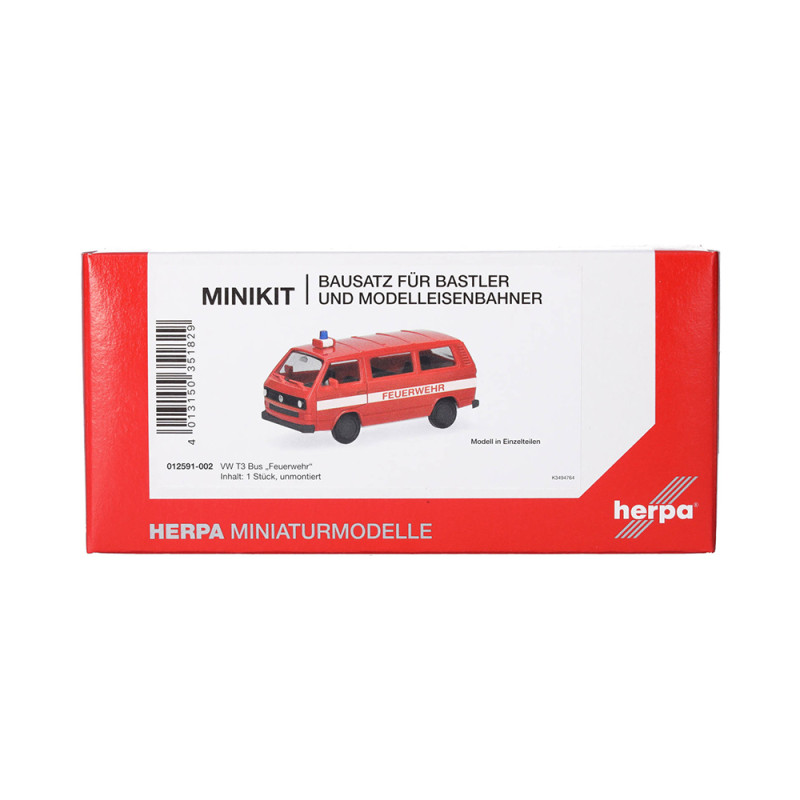 MiniKit Volkswagen T3 Bus, pompiers - HERPA 012591-002 - HO 1/87