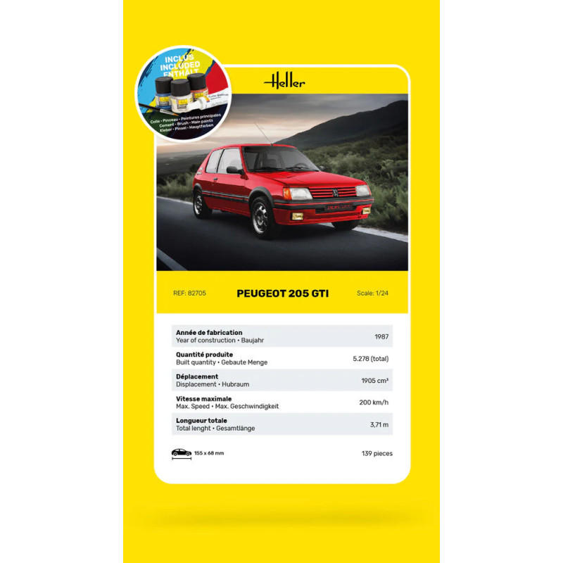 Starter kit Peugeot 205 GTI - HELLER 58705 - 1/24