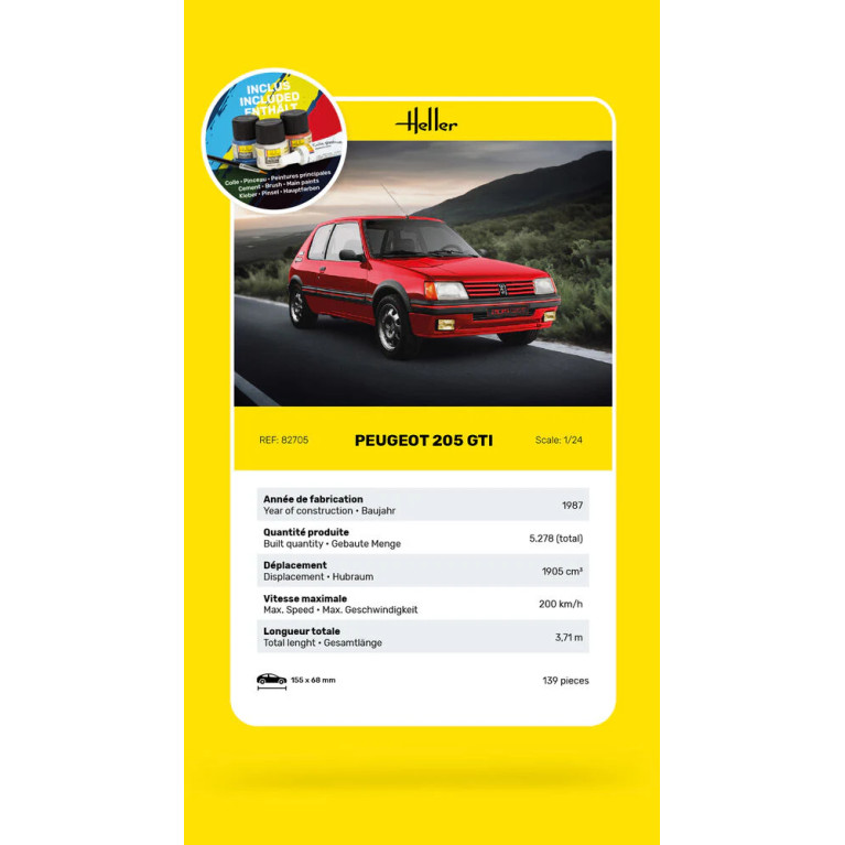 Starter kit Peugeot 205 GTI - HELLER 58705 - 1/24