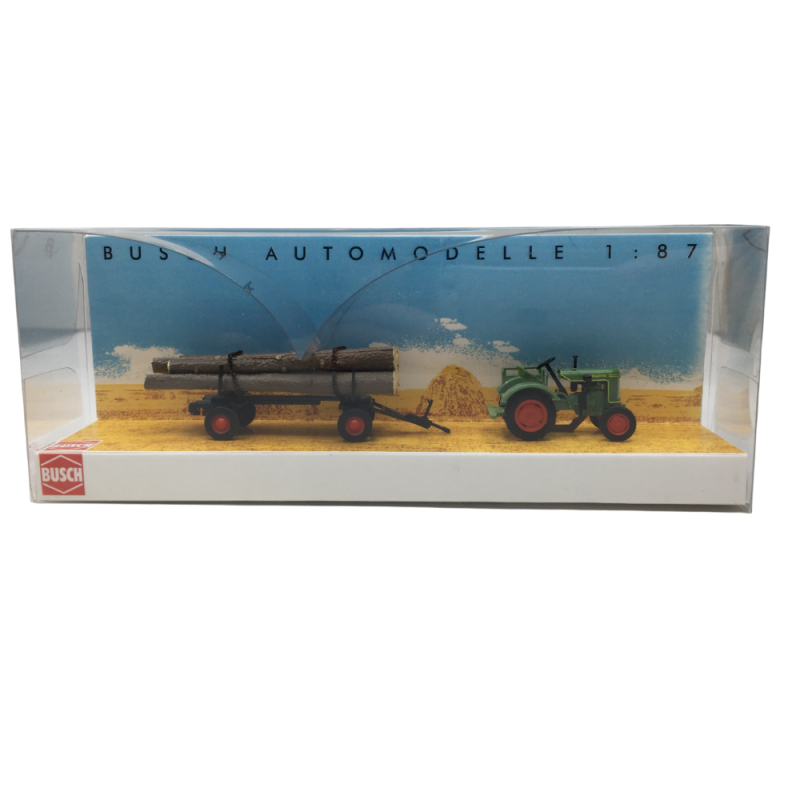 Tracteur Fendt F15 Dieselross, avec remorque forestière - BUSCH 54152 - HO 1/87