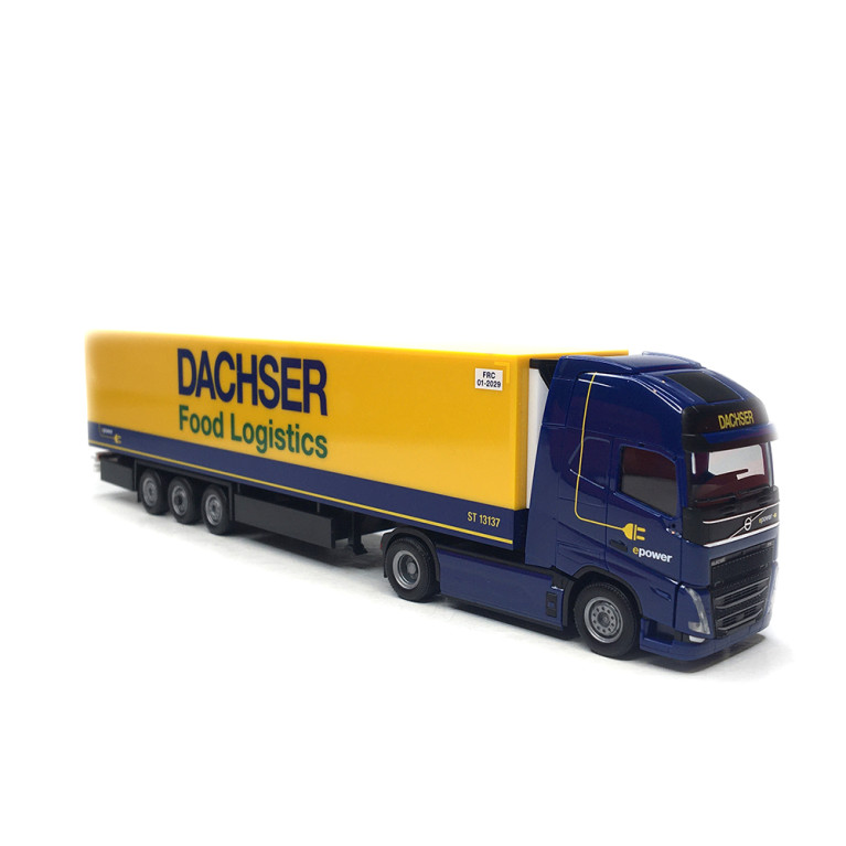Camion semi-remorque frigorifique électrique, Volvo FH GL XL 2020, Dachser Food Logistics  - HERPA 316798 - HO 1/87
