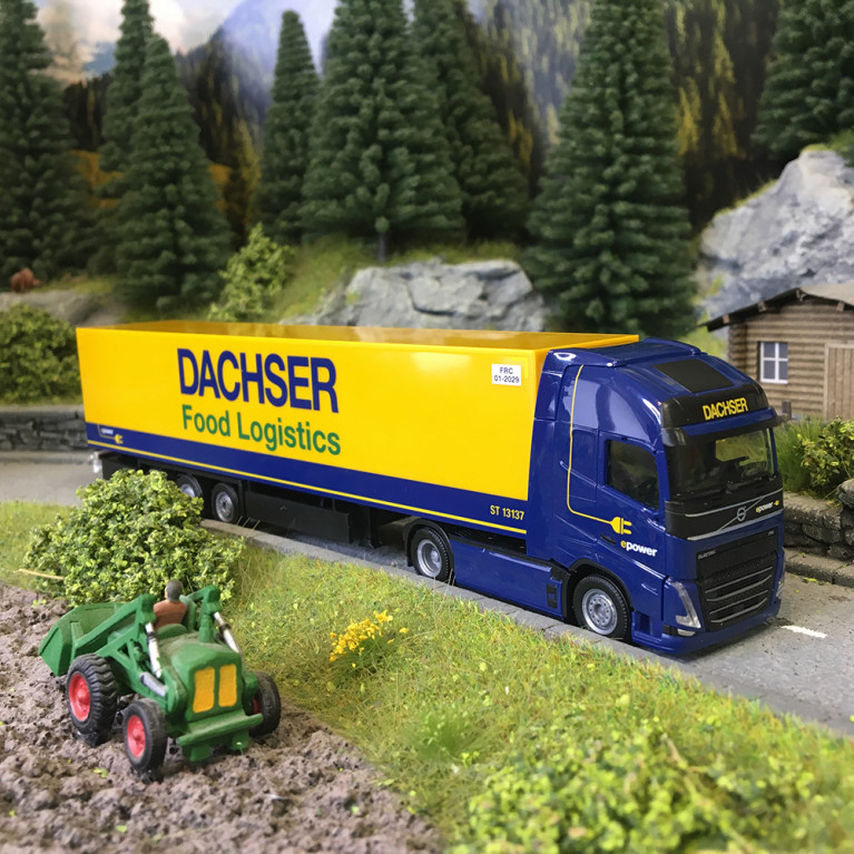 Camion semi-remorque frigorifique électrique, Volvo FH GL XL 2020, Dachser Food Logistics  - HERPA 316798 - HO 1/87