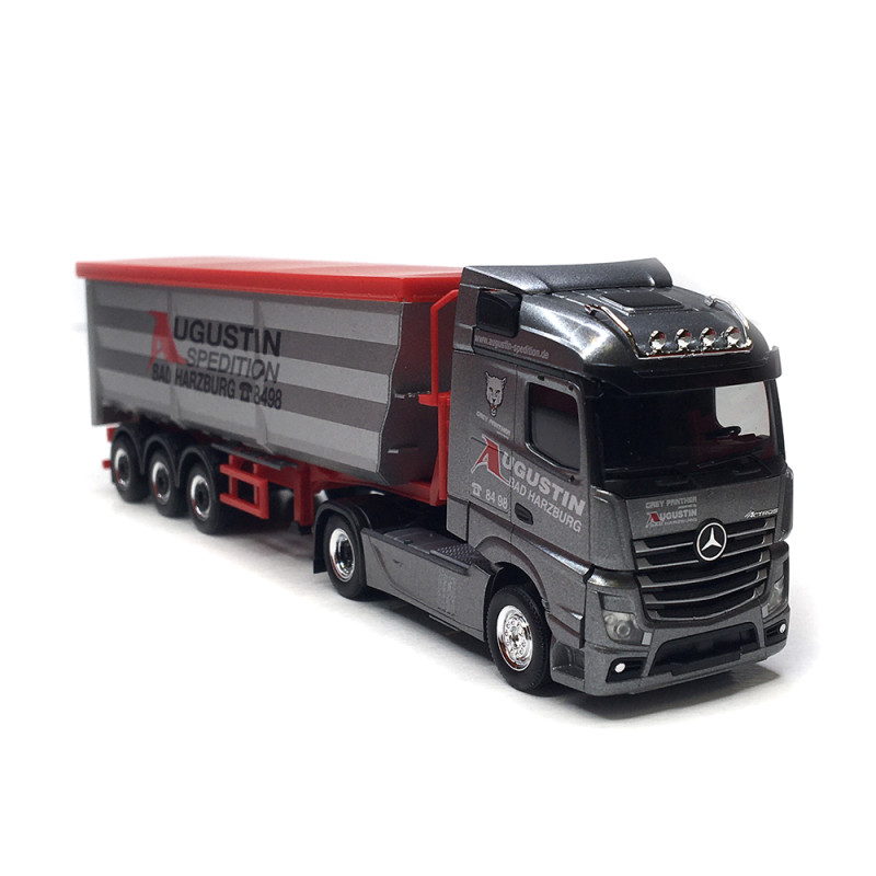 Semi-remorque benne en acier, Mercedes Benz Actros streampace, Augustin Spedition - HERPA 319614 - HO 1/87