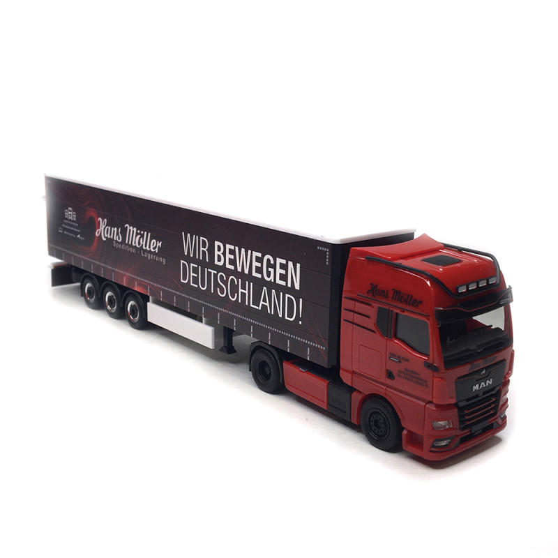Semi-remorque à toile rideau, MAN TGX GX, Hans Möller, Wir bewegen Deutschland - HERPA 319669 - HO 1/87