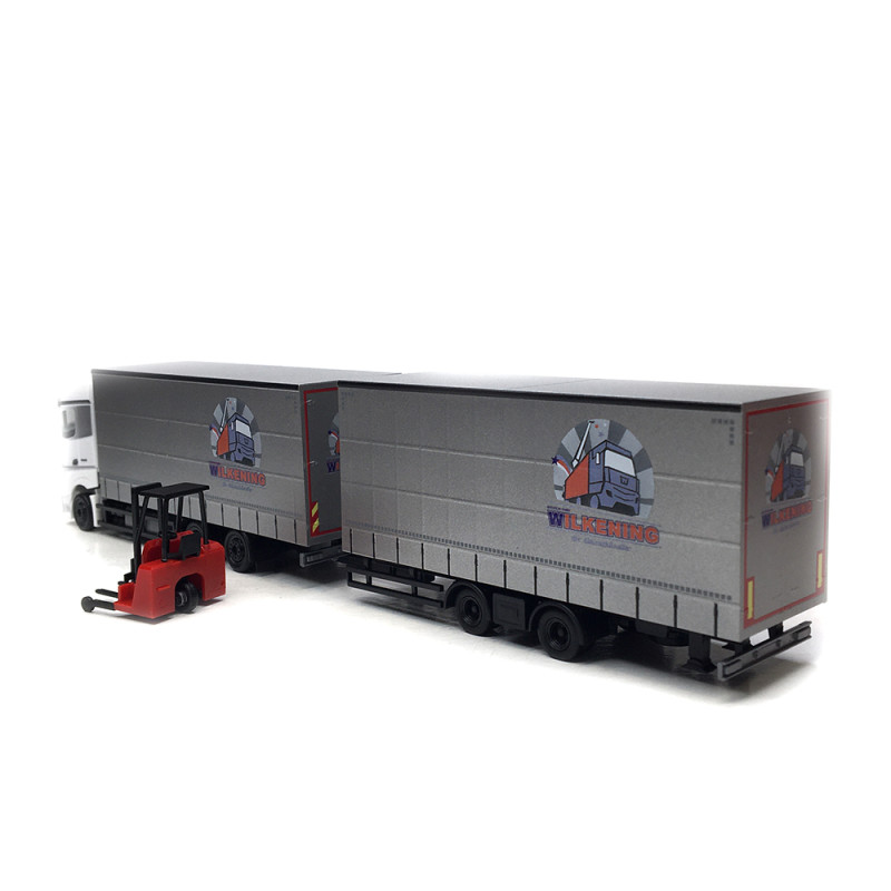 Camion Mercedes-Benz Actros, Bigspace à bâches bâchées et hayon élévateur, Wilkening - HERPA 319683 - HO 1/87