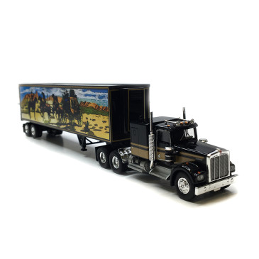 Semi remorque tôlé, Kenworth W900, noir/or, décoré, 1977 - BREKINA 86255 - HO 1/87