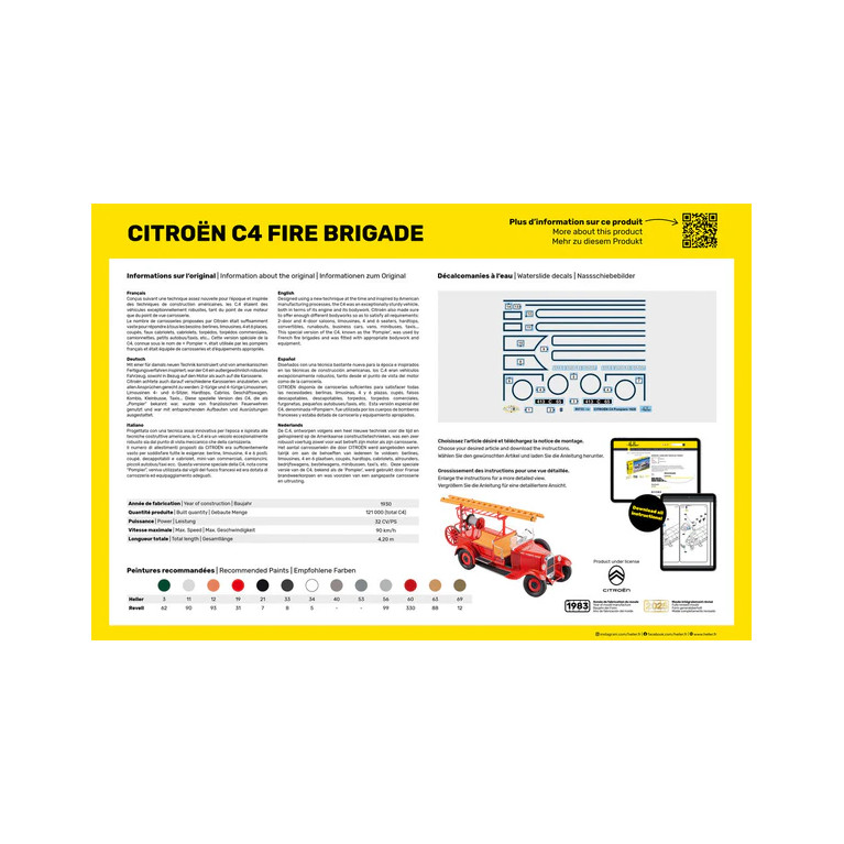 Starter kit, Citroën C4, pompiers, 1930 - HELLER 56733 - 1/24