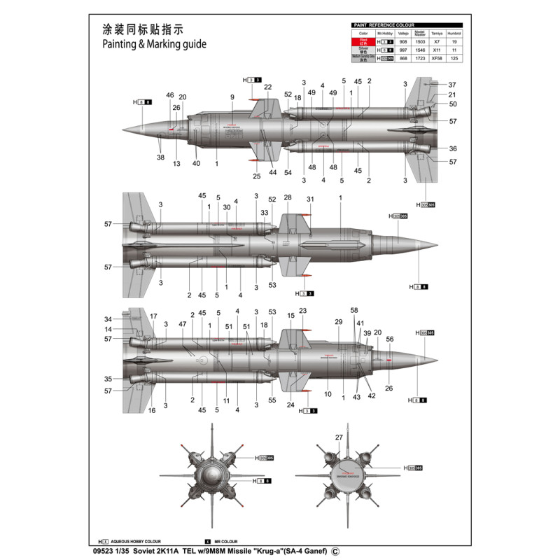 Soviétique 2K11A TEL, avec missile 9M8M Krug-a, SA-4 Ganef - TRUMPETER 09523- 1/35
