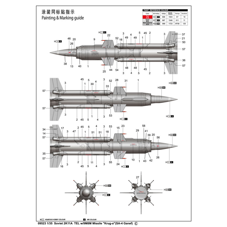 Soviétique 2K11A TEL, avec missile 9M8M Krug-a, SA-4 Ganef - TRUMPETER 09523- 1/35