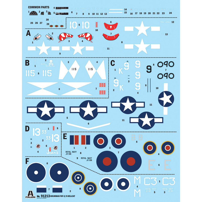 F6f-3/5 Hellcat, 6 versions - ITALERI 91213 - 1/72