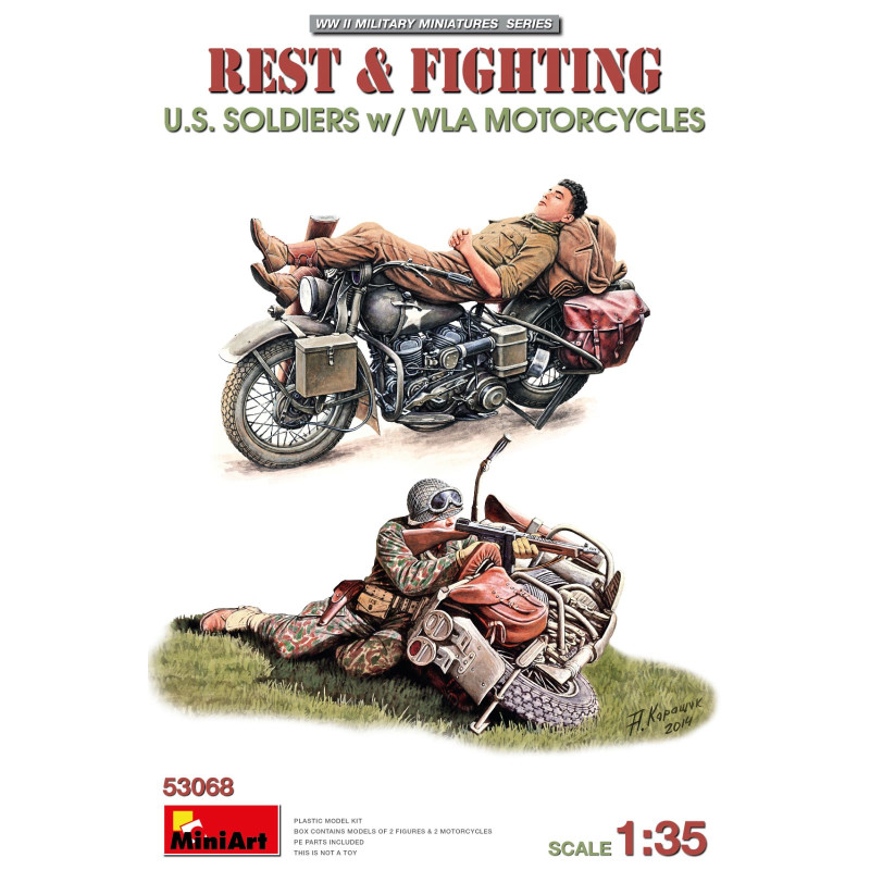 Repos et combat, soldats américains avec motos WLA - MiniArt 53068 - 1/35