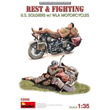 Repos et combat, soldats américains avec motos WLA - MiniArt 53068 - 1/35