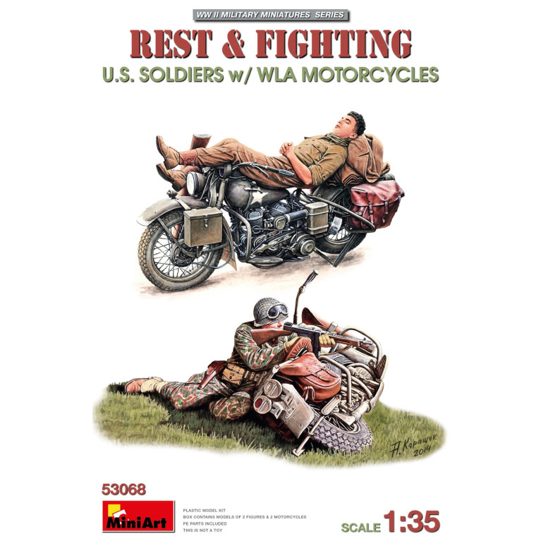 Repos et combat, soldats américains avec motos WLA - MiniArt 53068 - 1/35