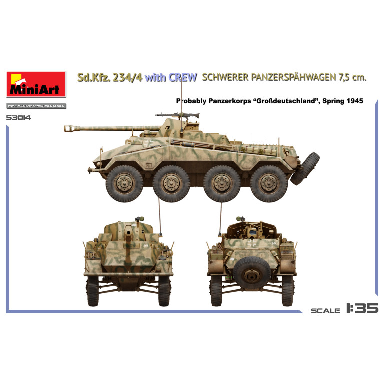 Sd. Kfz. 234/4, avec équipage, Schwerer Panzerspähwagen 7.5cm - MiniArt 53014 - 1/35