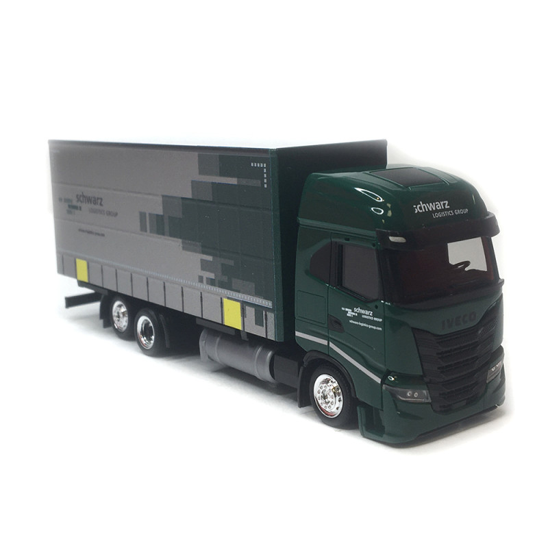 Camion semi-remorque, à rideaux coulissants, Iveco S-way, Spedition Schwartz - HERPA 319607 - HO 1/87
