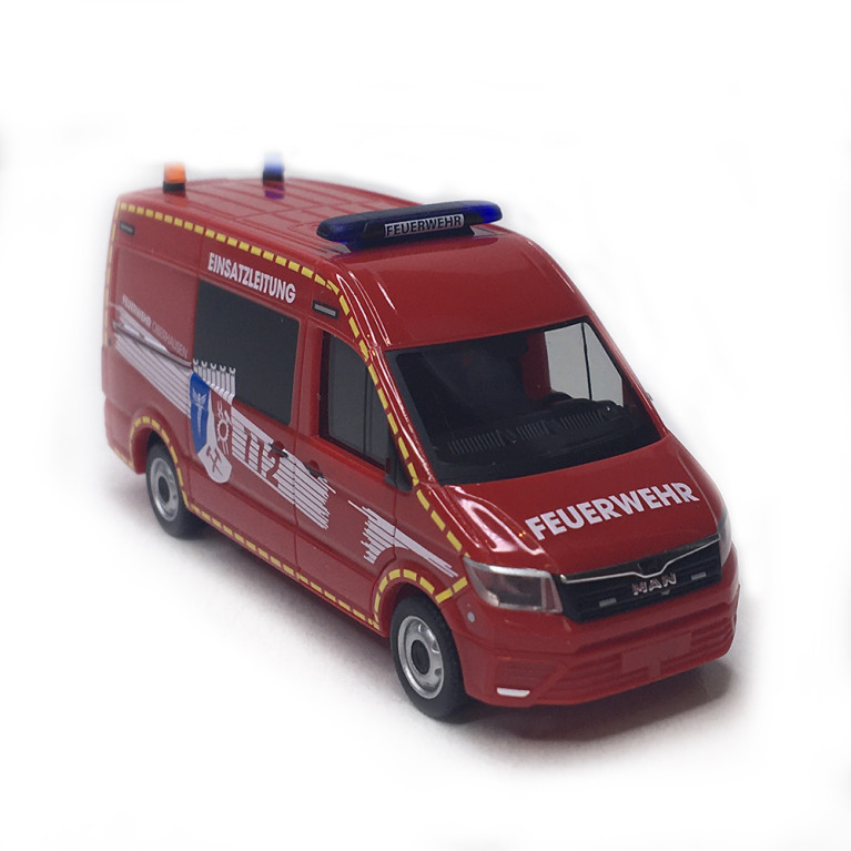 MAN TGE, demi-bus à toit surélevé , Service d'incendie d'Oberhausen/ELW - HERPA 098731 - HO 1/87