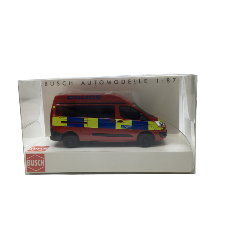 Ford transit custom, Police, royaume-uni - BUSCH 52519 - HO 1/87