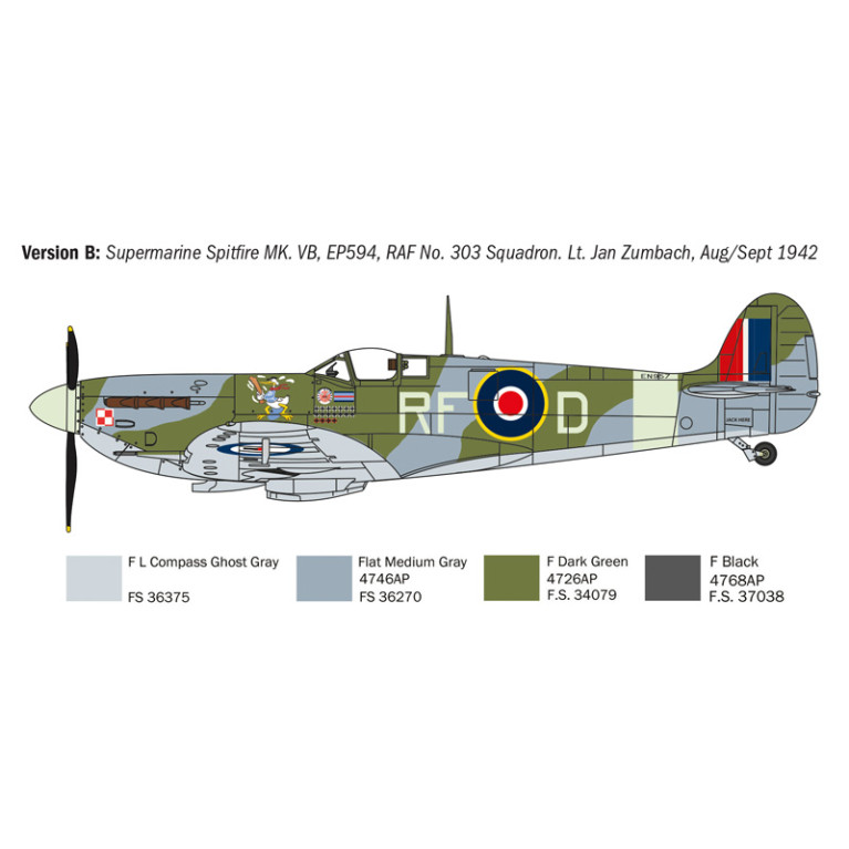 Ace, Spitfire Mk.V, Mk.IX, 5 versions - ITALERI 1482 - 1/72