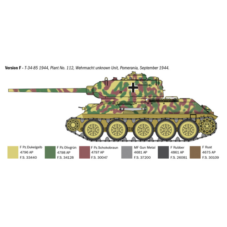Char T-34/85, 112-1944, 6 versions - ITALERI 6758 - 1/35