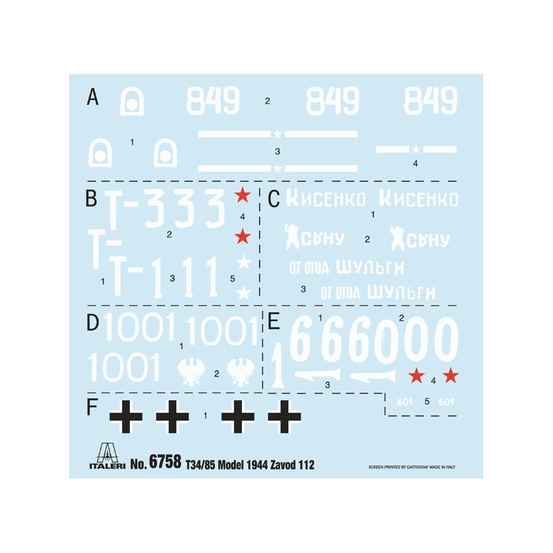 Char T-34/85, 112-1944, 6 versions - ITALERI 6758 - 1/35