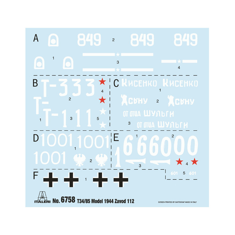 Char T-34/85, 112-1944, 6 versions - ITALERI 6758 - 1/35