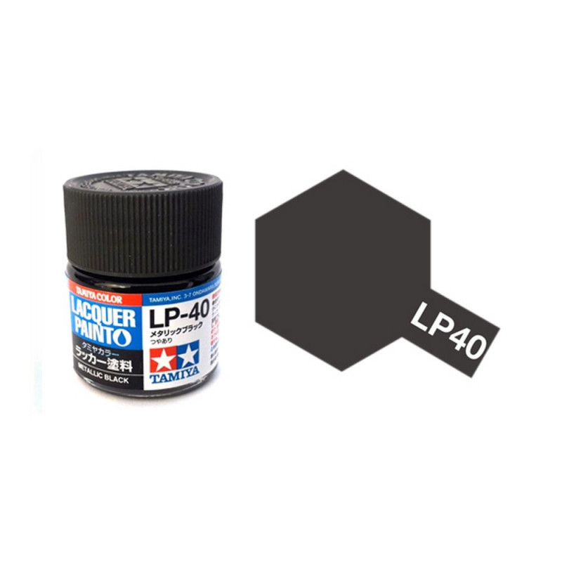 Noir métallisé brillant pot de 10ml - Lacquer Paint - TAMIYA LP40