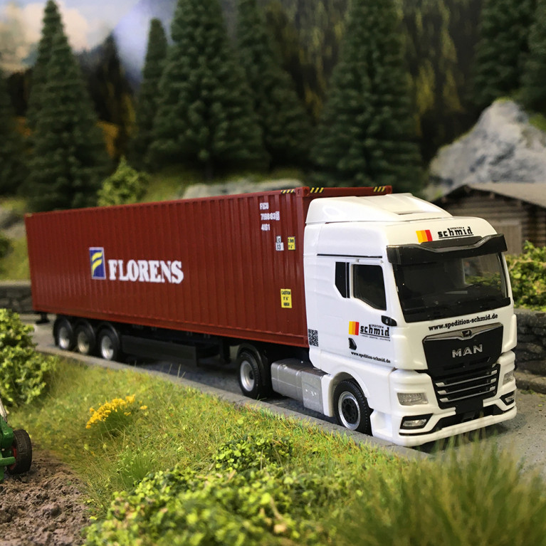 Semi-remorque porte conteneurs, MAN TGX GM, Schmid/Florens - HERPA 318228 - HO 1/87