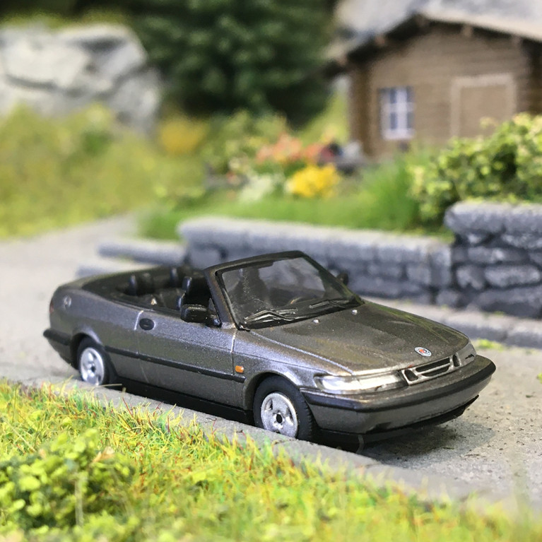 Saab 900, turbo 16S cabriolet, gris, 1995 - Minichamps 870170134 - 1/87