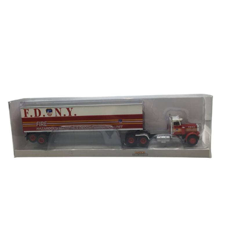 Semi-remorque tôlé, Peterbilt 359, FDNY, 1973 - BREKINA 85722 - HO 1/87