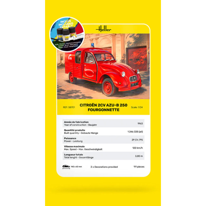 Starter kit, Citroën 2CV, AZU-B 250, fourgonnette - HELLER 58701 - 1/24