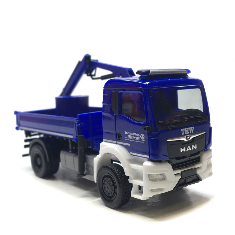 Camion-benne, MAN TGS NN, avec grue, THW Brandenburg - HERPA 319522 - HO 1/87