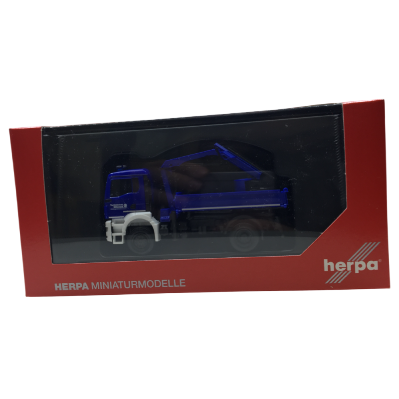 Camion-benne, MAN TGS NN, avec grue, THW Brandenburg - HERPA 319522 - HO 1/87