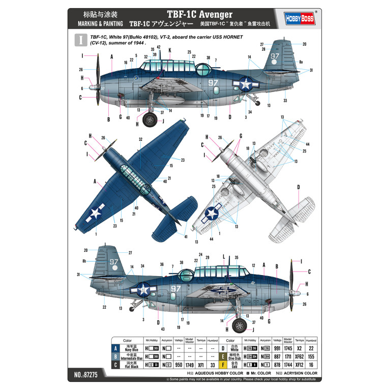 TBF-1C Avenger - HOBBYBOSS 87275 - 1/72